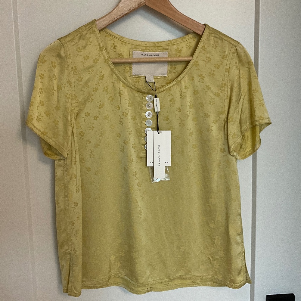 Marc Jacobs Yellow Floral Blouse Size 4 Small